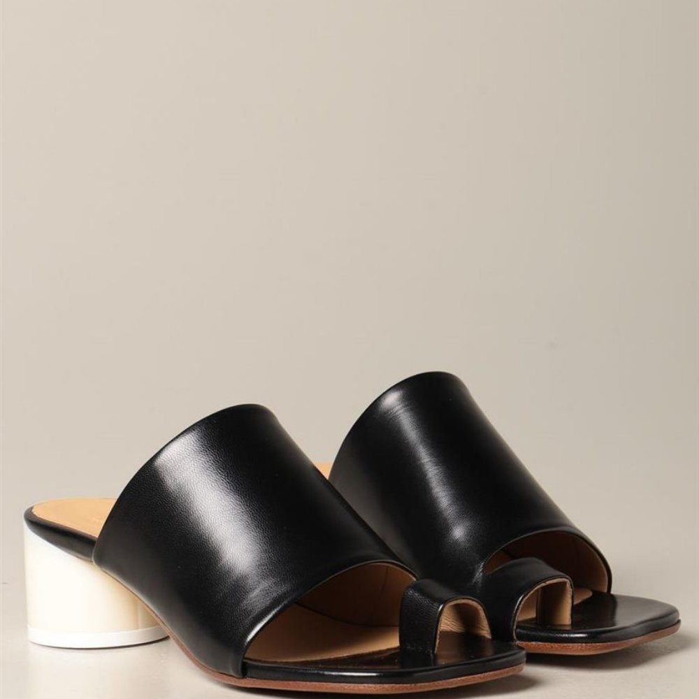 MM6 MAISON MARGIELA THONG MULES SANDALS WITH CYLINDER HEEL  size EU 39/ US 9 New